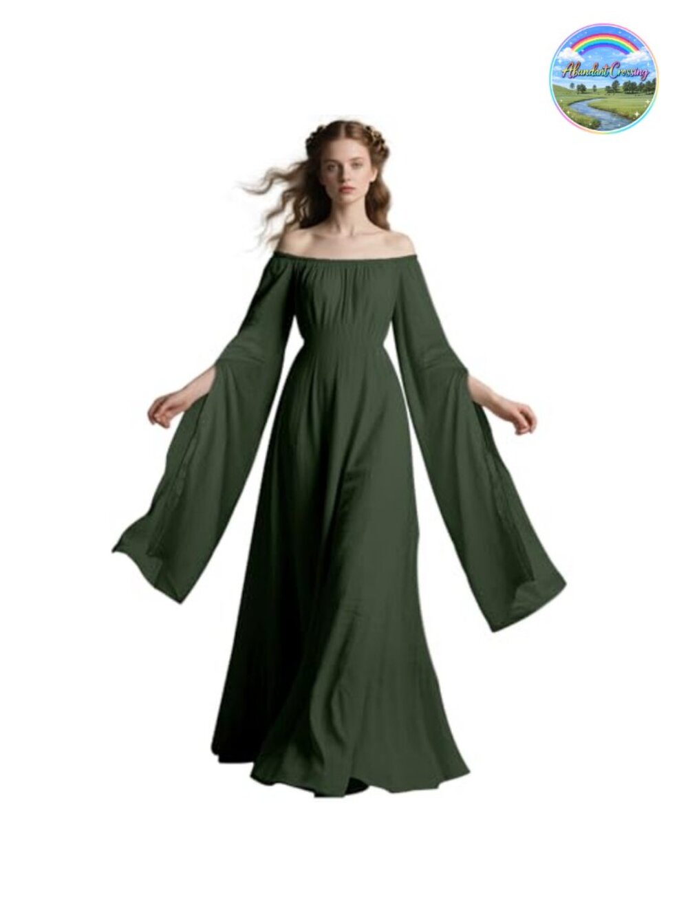 Victorian Renaissance Celtic Dress Long Bell Sleeve Cosplay Costume